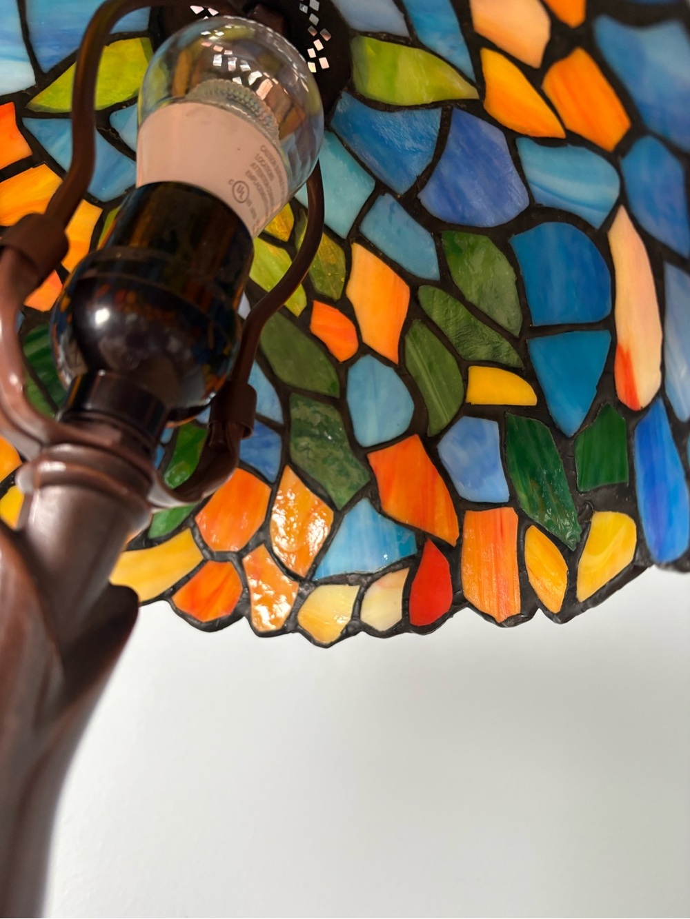 Stained Table Lamp - Multicolor Tiffany-Style Home Art (Not glass) - Picture 13 of 14